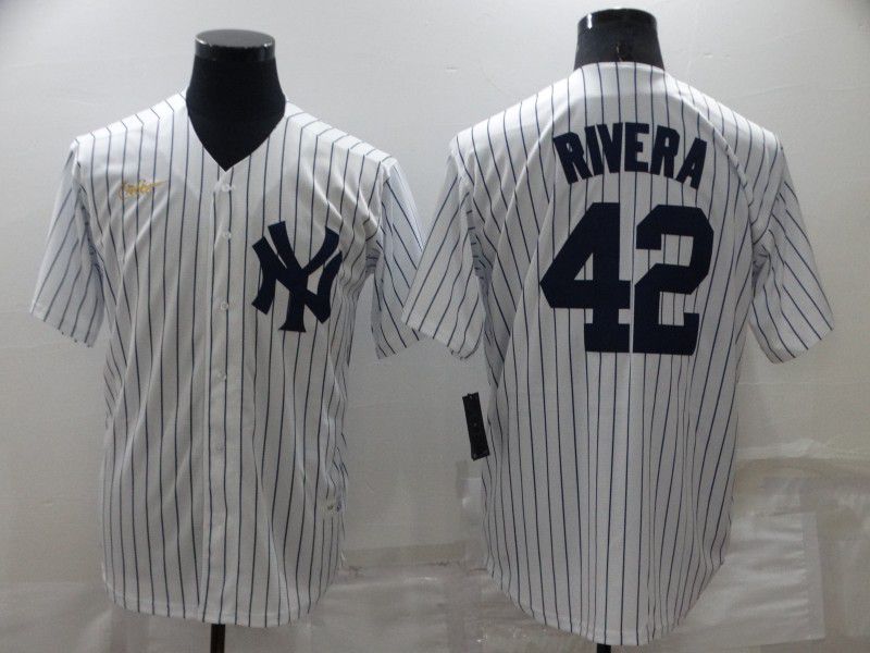 Men New York Yankees #42 Rivera White Strip Throwback Game 2022 Nike MLB Jersey->new york yankees->MLB Jersey